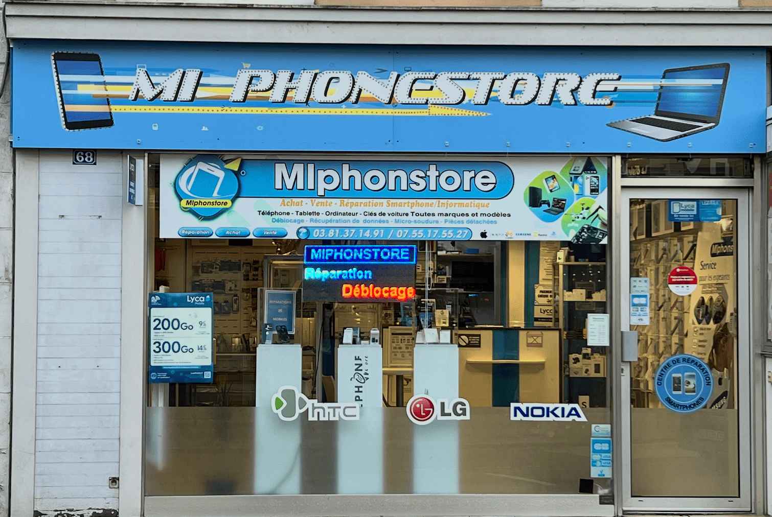 Devanture MI-PHONESTORE - Réparation de téléphone à Audincourt, 68 Rue de la République